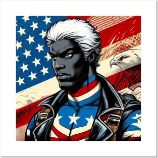 America Black Male Comic Book Superhero Patriotic July 4 Posters and Art